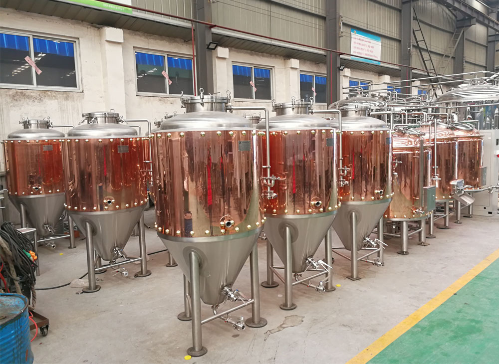 Équipement de brasserie en cuivre, fermenteur de bière en cuivre, cuve de fermentation de bière conique